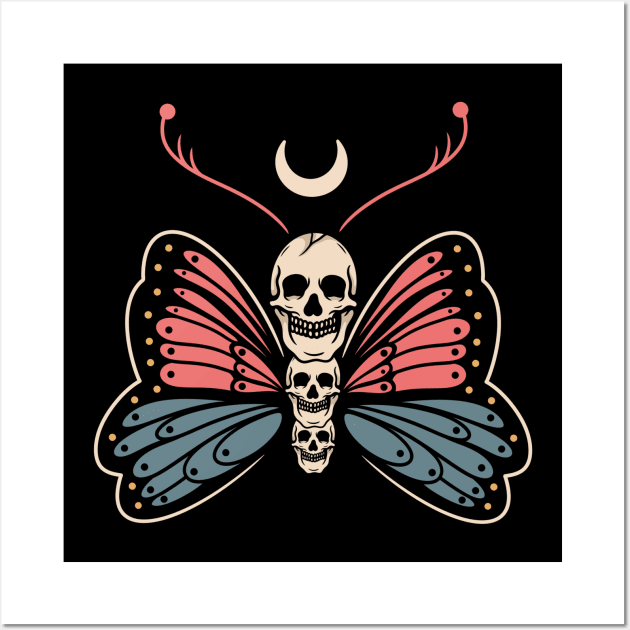 Butterfly and skull Wall Art by gggraphicdesignnn